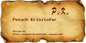 Petsch Krisztofer névjegykártya